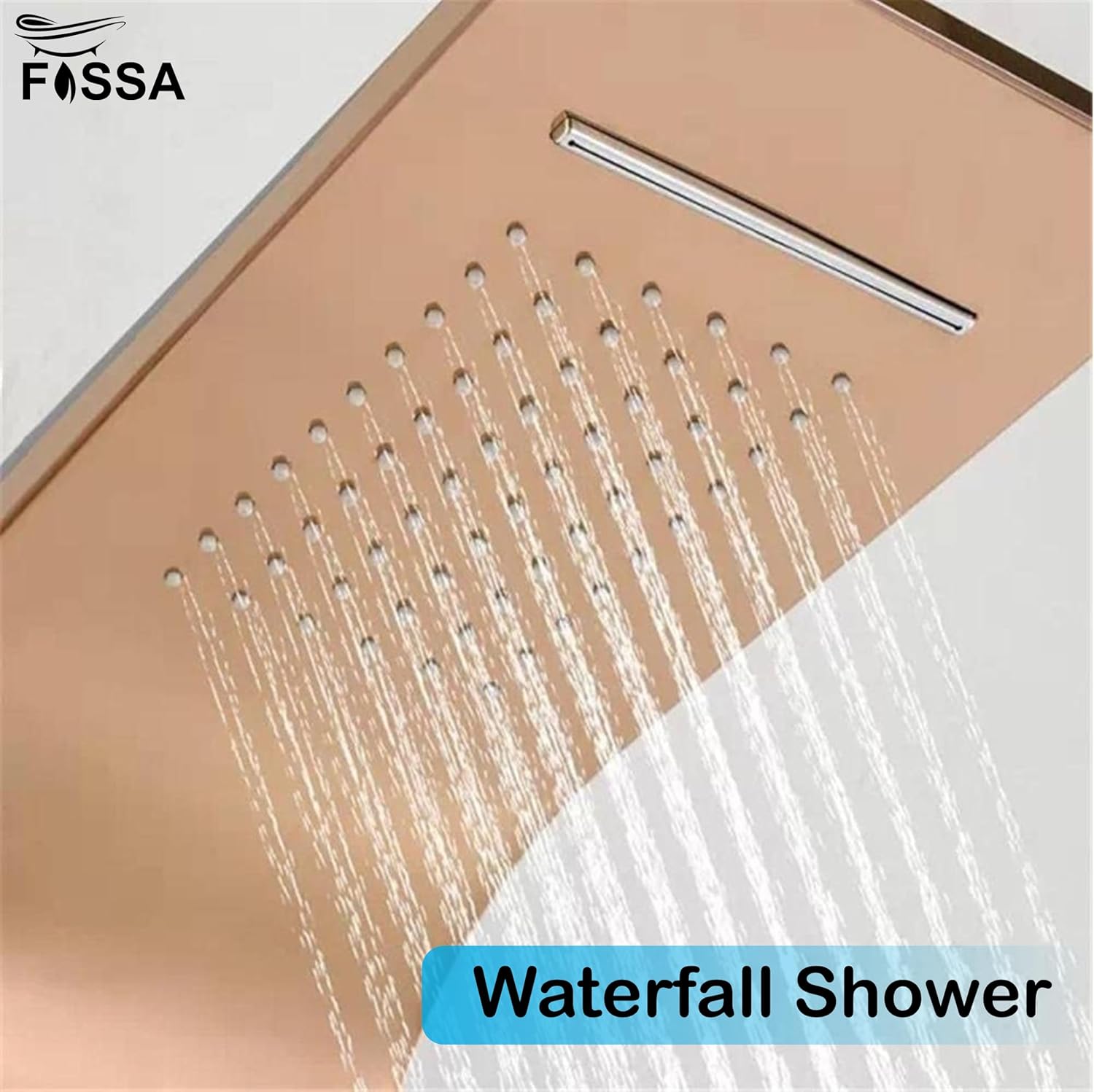 Fossa Stainless Steel Shower Panel Full Set, Dual Flow Overhead Waterfall Shower, Hand Shower, Wall Mount Shower Panel For Bathrooms (Rose Gold)