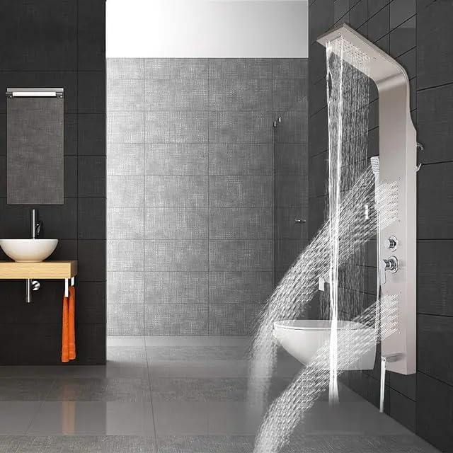 Luxury Silver Multi-Function Shower System – Rainfall, Handheld & Body Jets