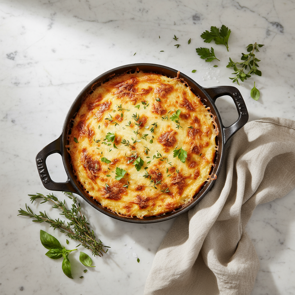 STAUB roasting dish with golden gratin