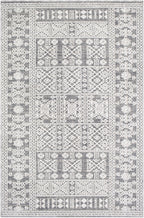 Luxury Transitional & Bohemian Machine-Woven Polypropylene Rug – White, Black, Gray