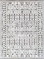 Luxury Transitional & Bohemian Machine-Woven Polypropylene Rug – White, Black, Gray