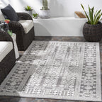 Luxury Transitional & Bohemian Machine-Woven Polypropylene Rug – White, Black, Gray