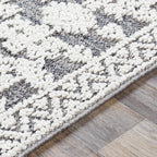 Luxury Transitional & Bohemian Machine-Woven Polypropylene Rug – White, Black, Gray