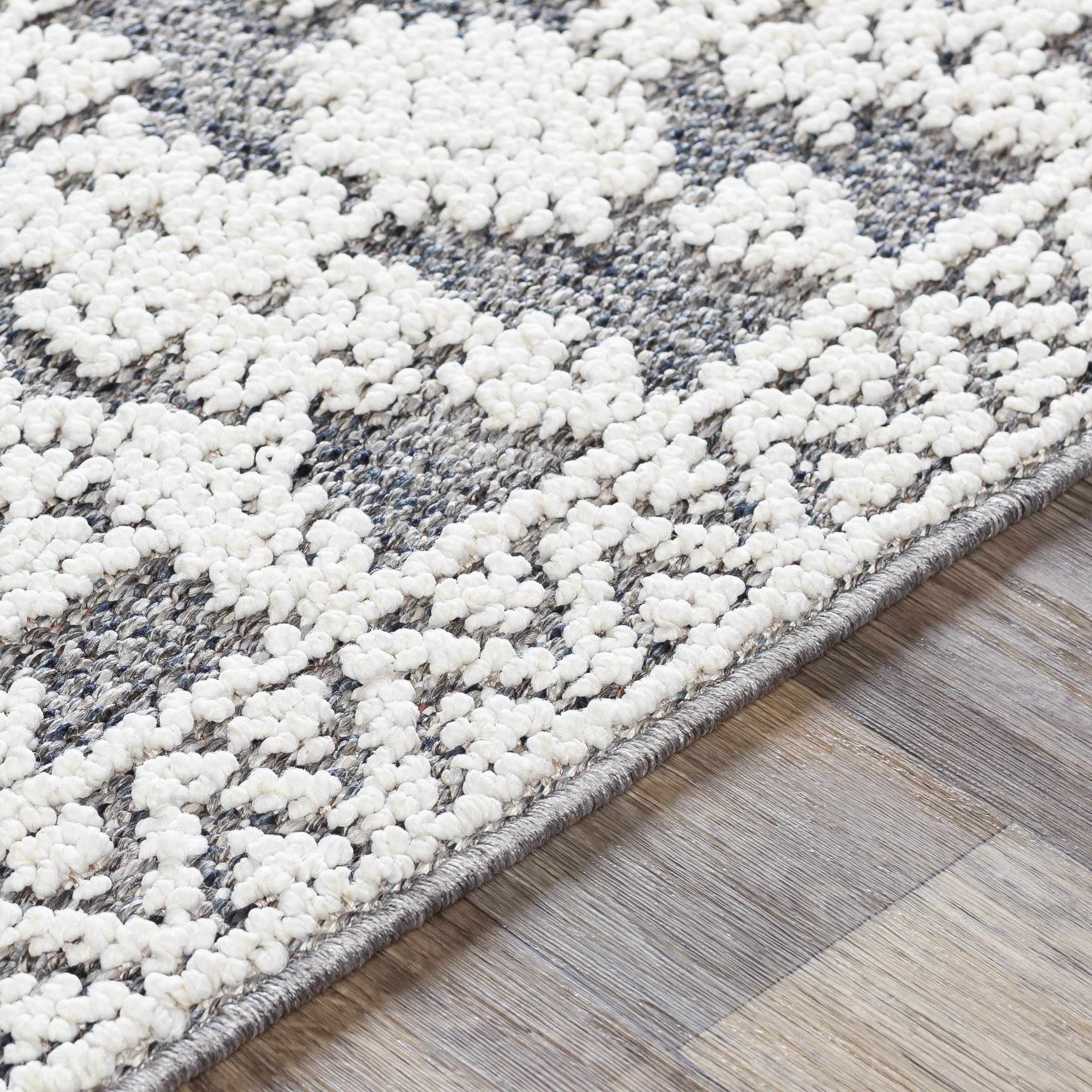 Luxury Transitional & Bohemian Machine-Woven Polypropylene Rug – White, Black, Gray